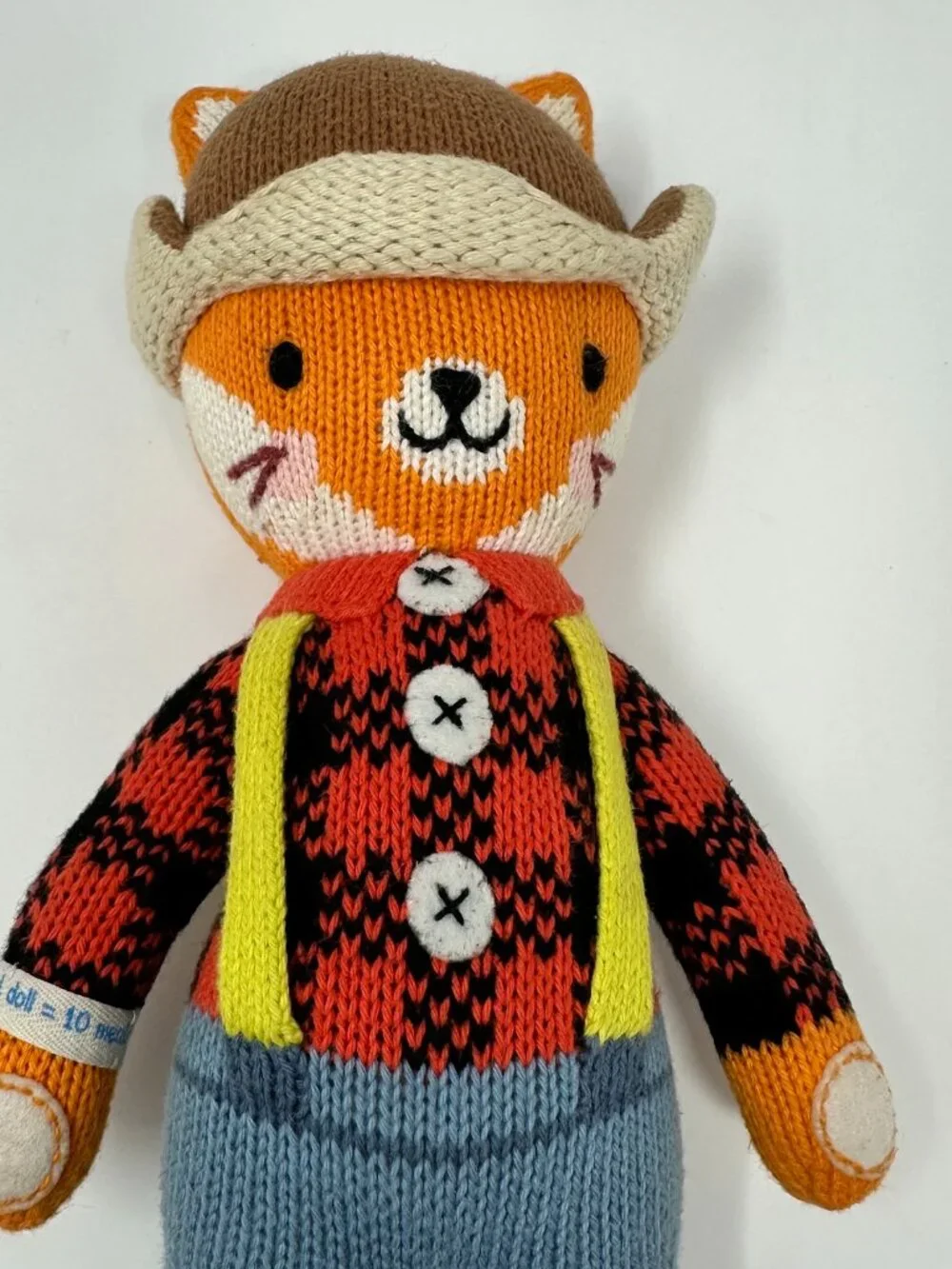 GUC Cuddle + Kind Wyatt Fox Lumberjack Knit 13” Plush Doll Handmade Peru Boho